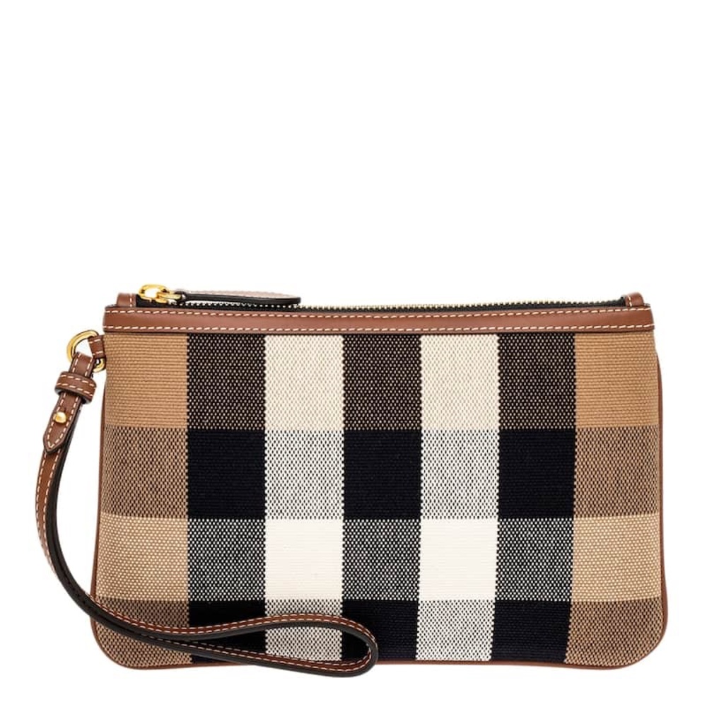 Burberry Tan and Black Check Wristlet